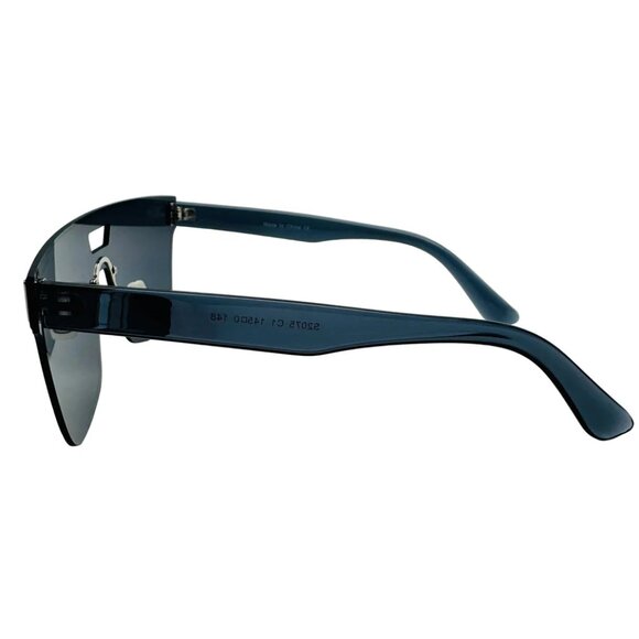 7038 | Blue Mirror Shield Sunglasses - Picture 3 of 5